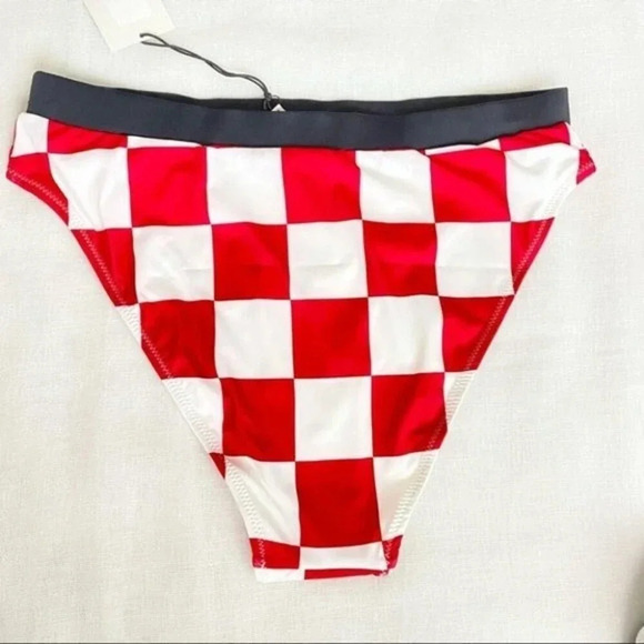 NWT RE/DONE SOLID&STRIPED The Malibu Bottom Red Checker Size L - Picture 13 of 13